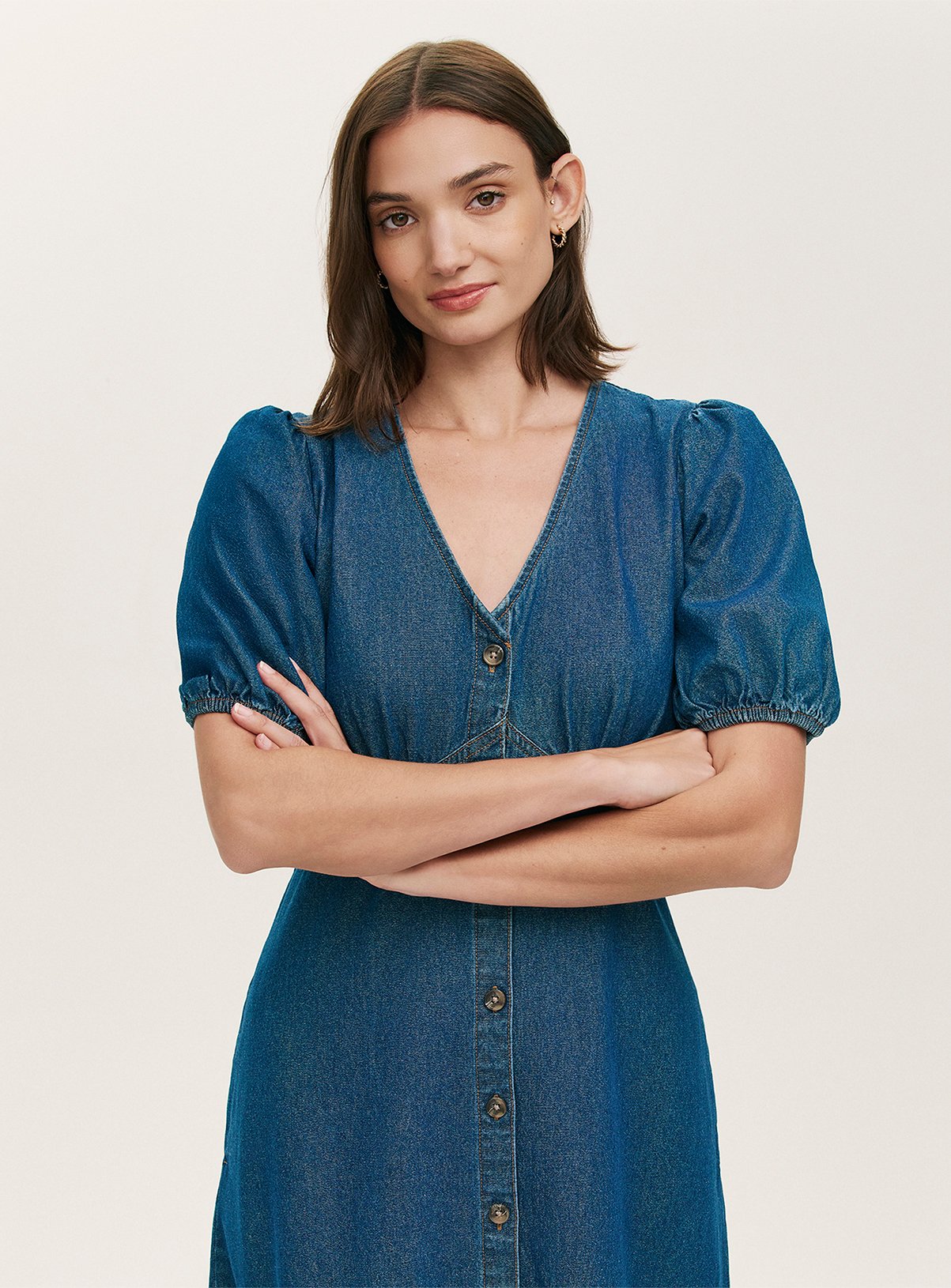 FINERY Goldie Denim Dress Midaxi Blue 8 - Image 3 thumbnail